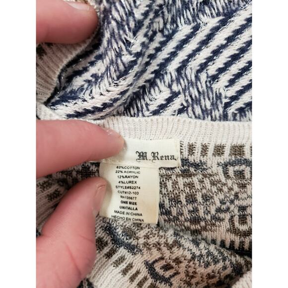 M. Rena Blue Gray Metallic Glitter Hobo Knit Knit Poncho Tunic Sweater fits S - Picture 5 of 5